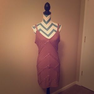 Pink mauve ribbed link chain bodycon dress